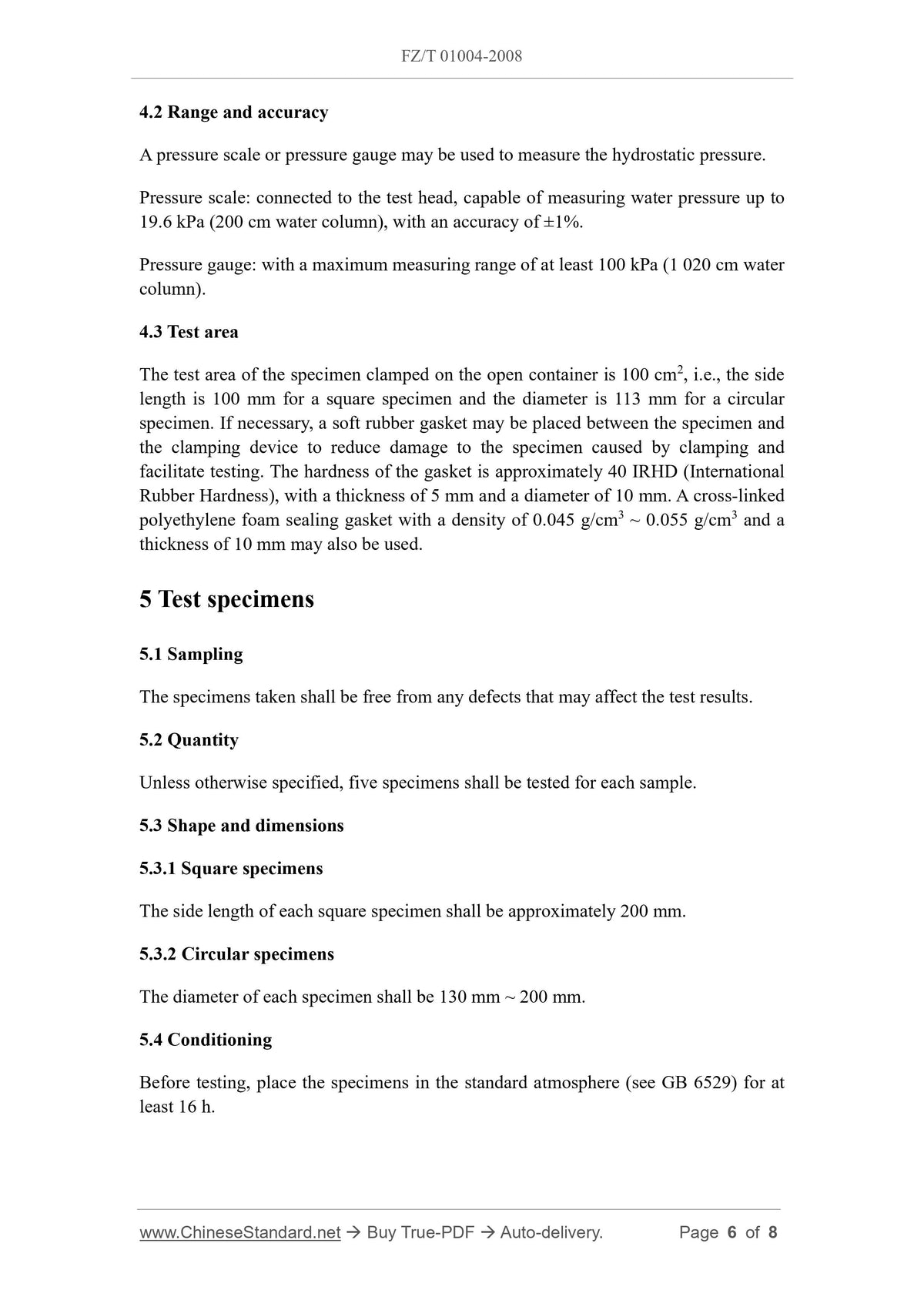 FZ/T 01004-2008 Page 5
