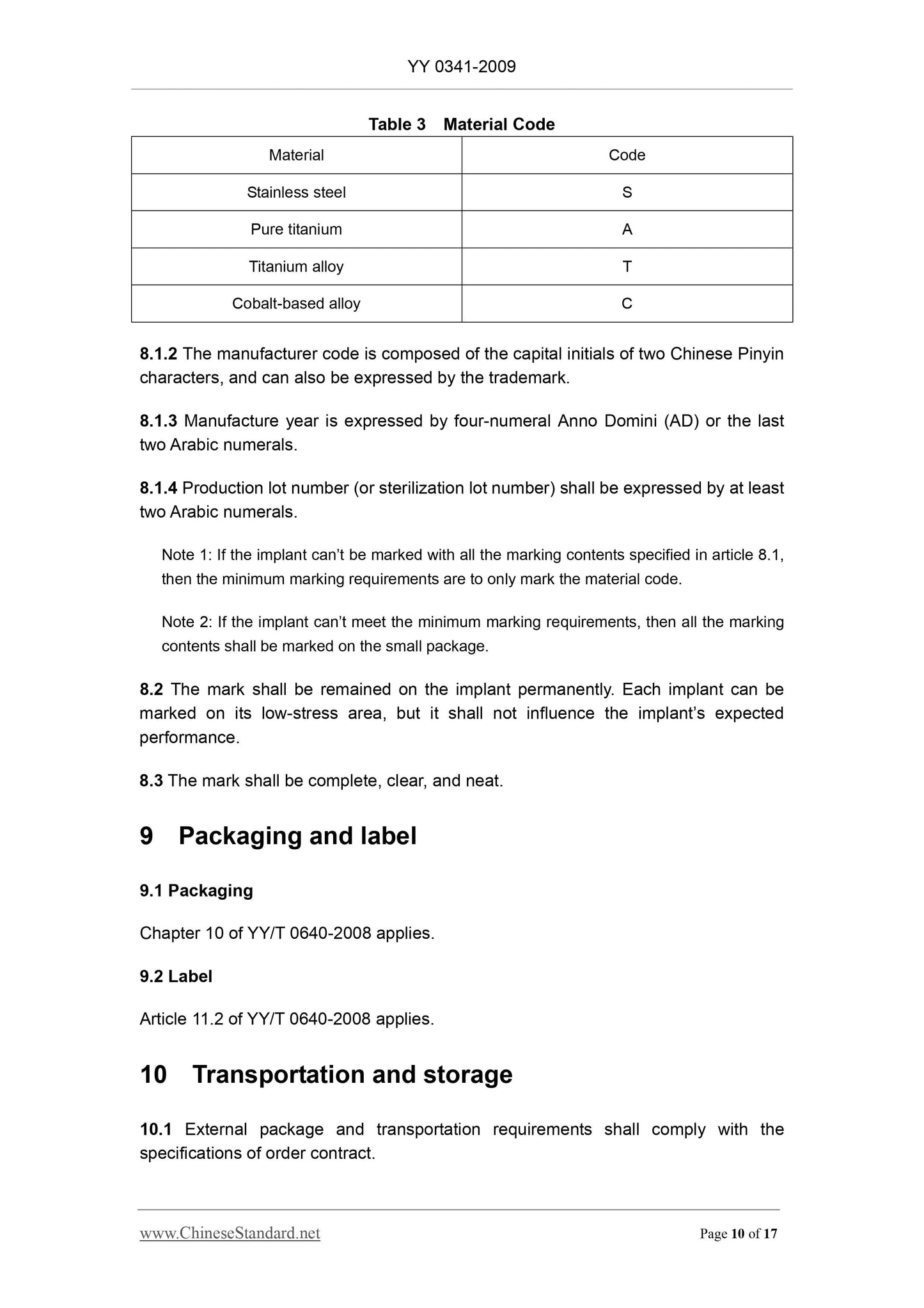 YY 0341-2009 Page 10