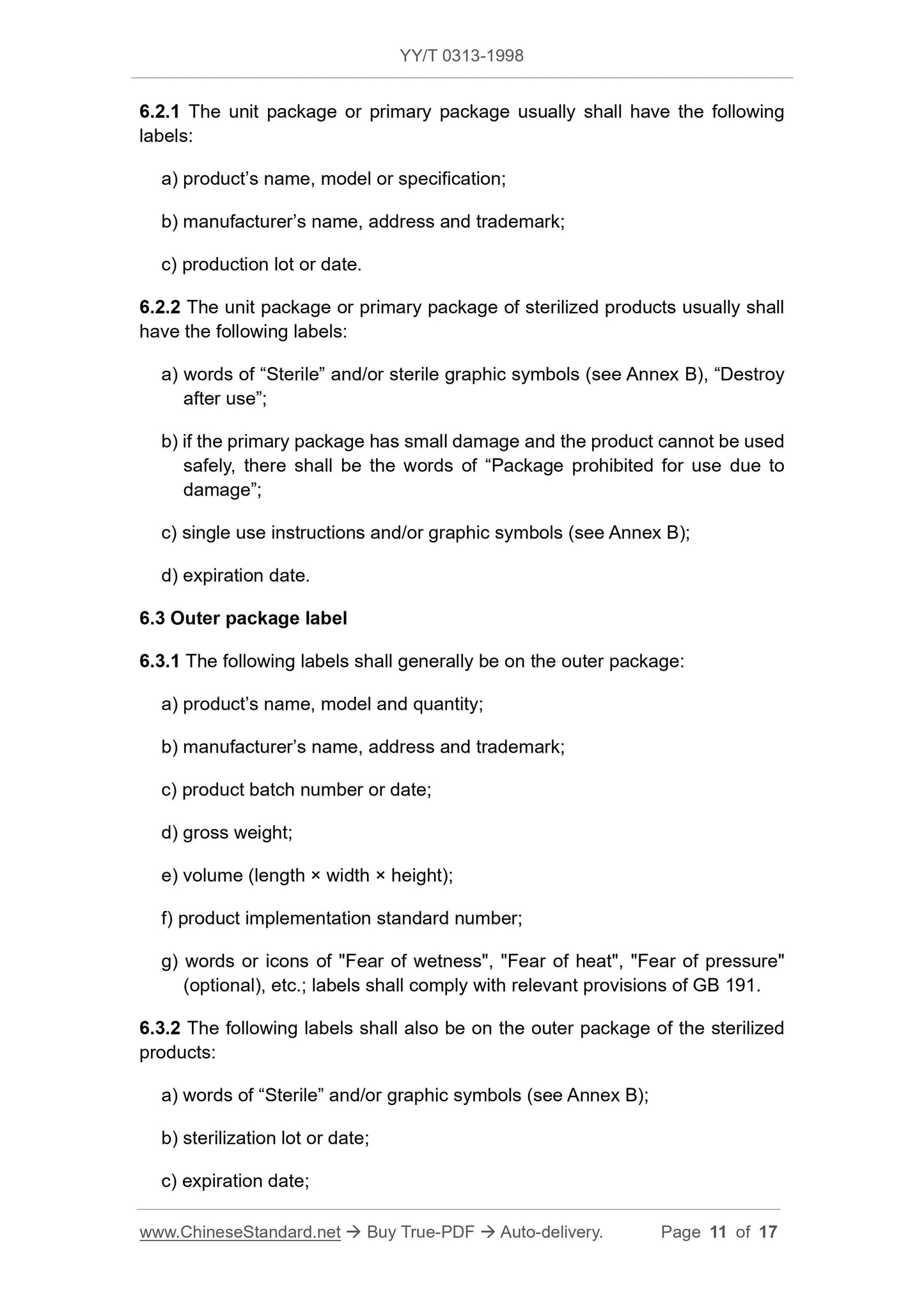 YY/T 0313-1998 Page 11