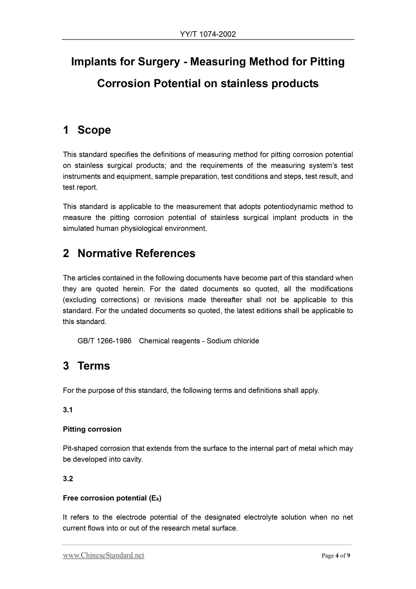 YY/T 1074-2002 Page 4
