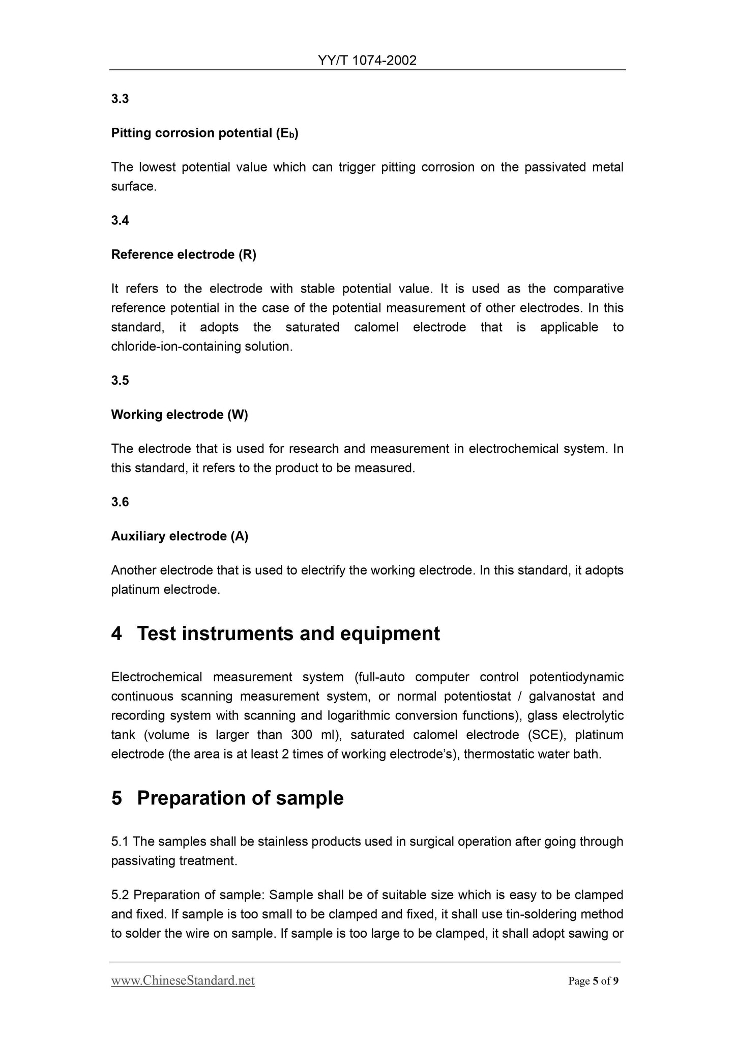 YY/T 1074-2002 Page 5