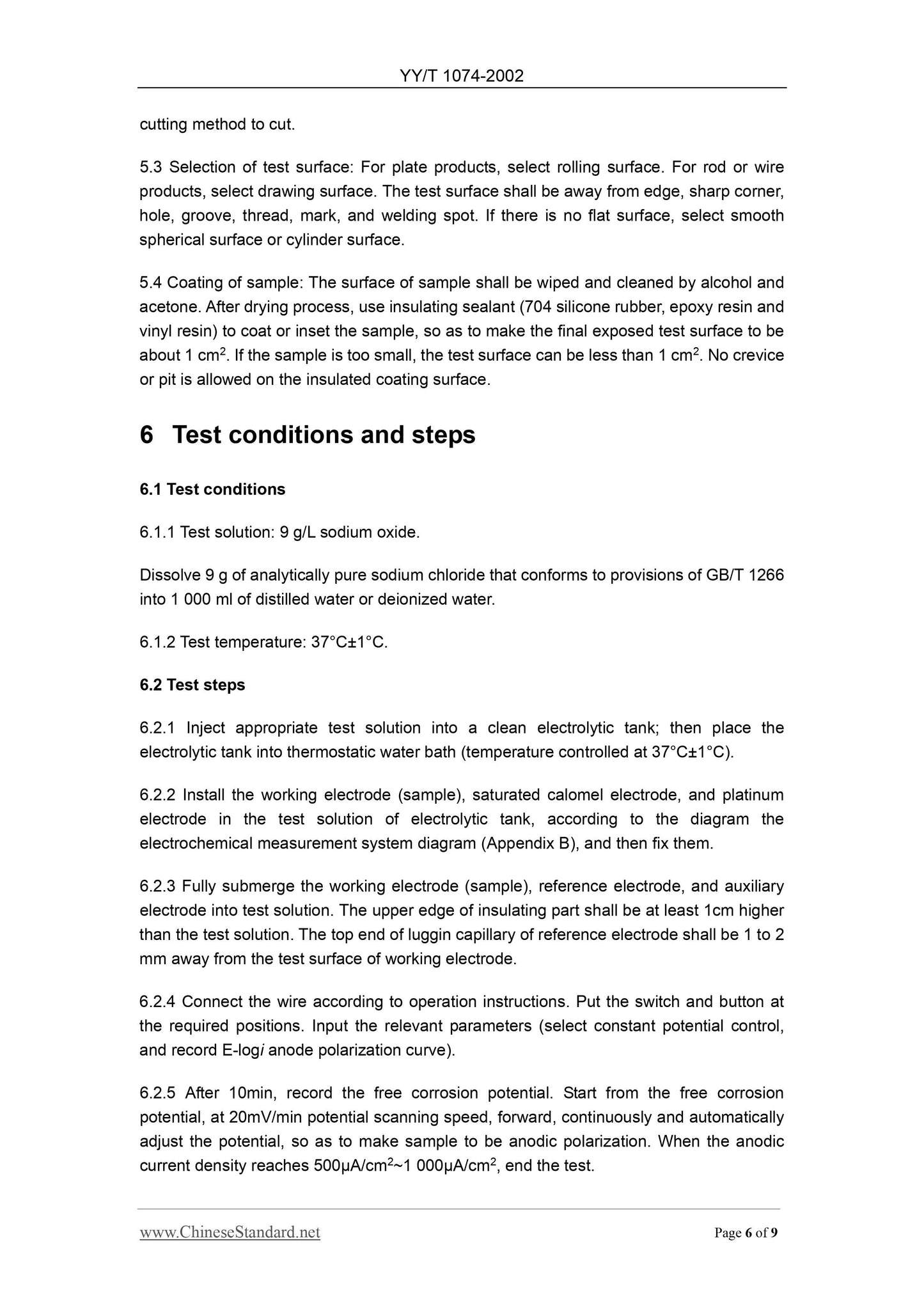 YY/T 1074-2002 Page 6