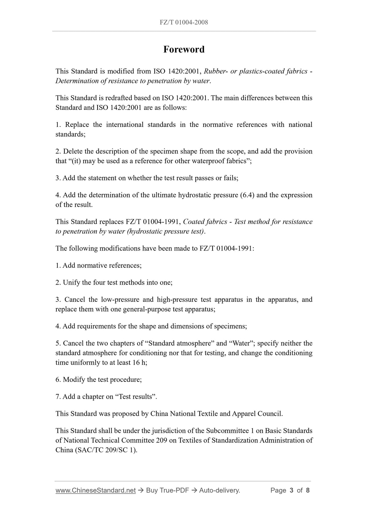 FZ/T 01004-2008 Page 3
