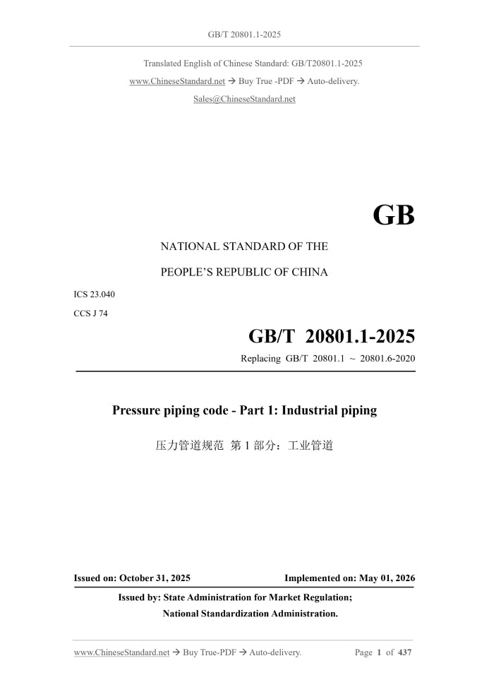 GB/T 20801.1-2025 Page 1