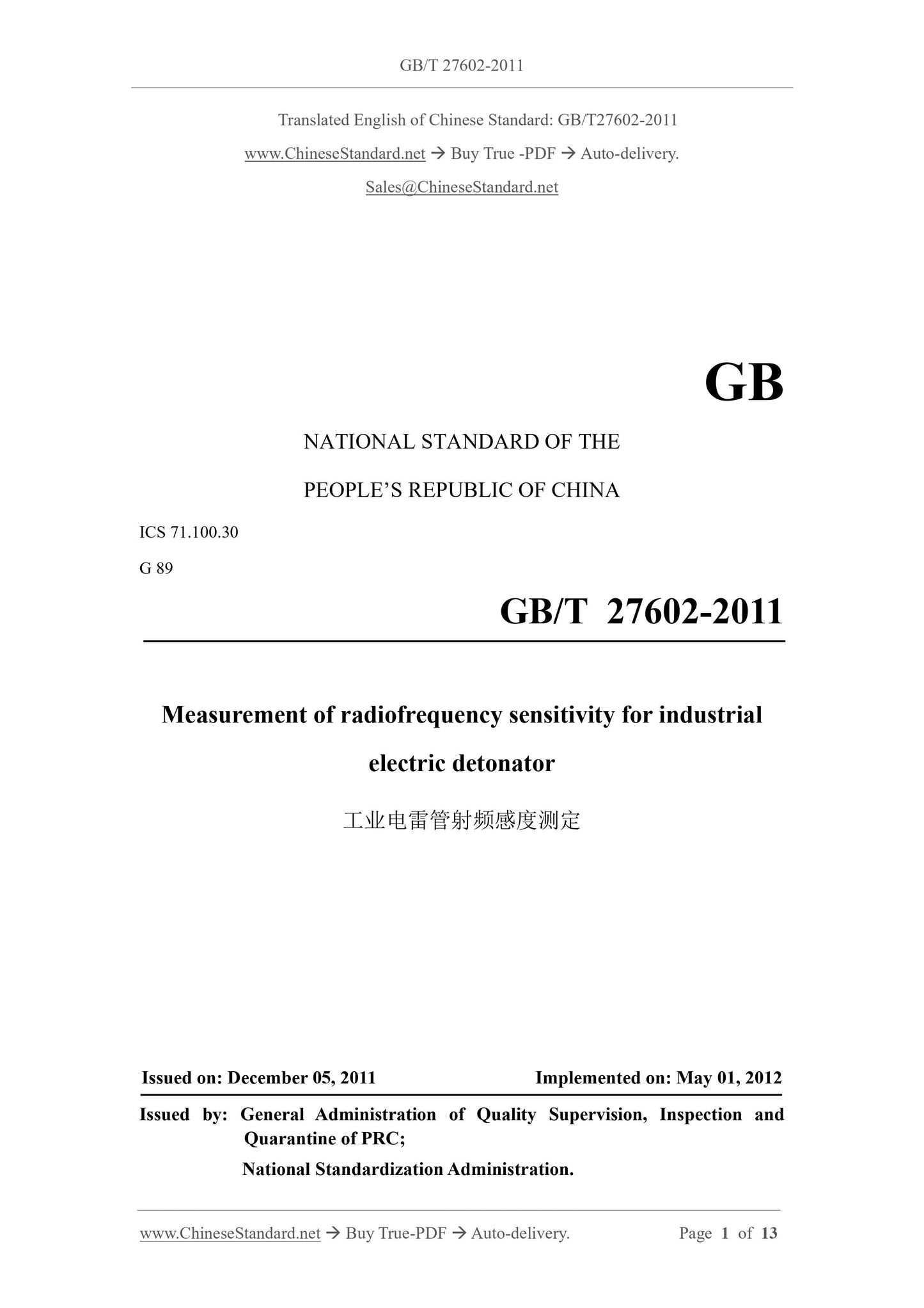 GB/T 27602-2011 Page 1