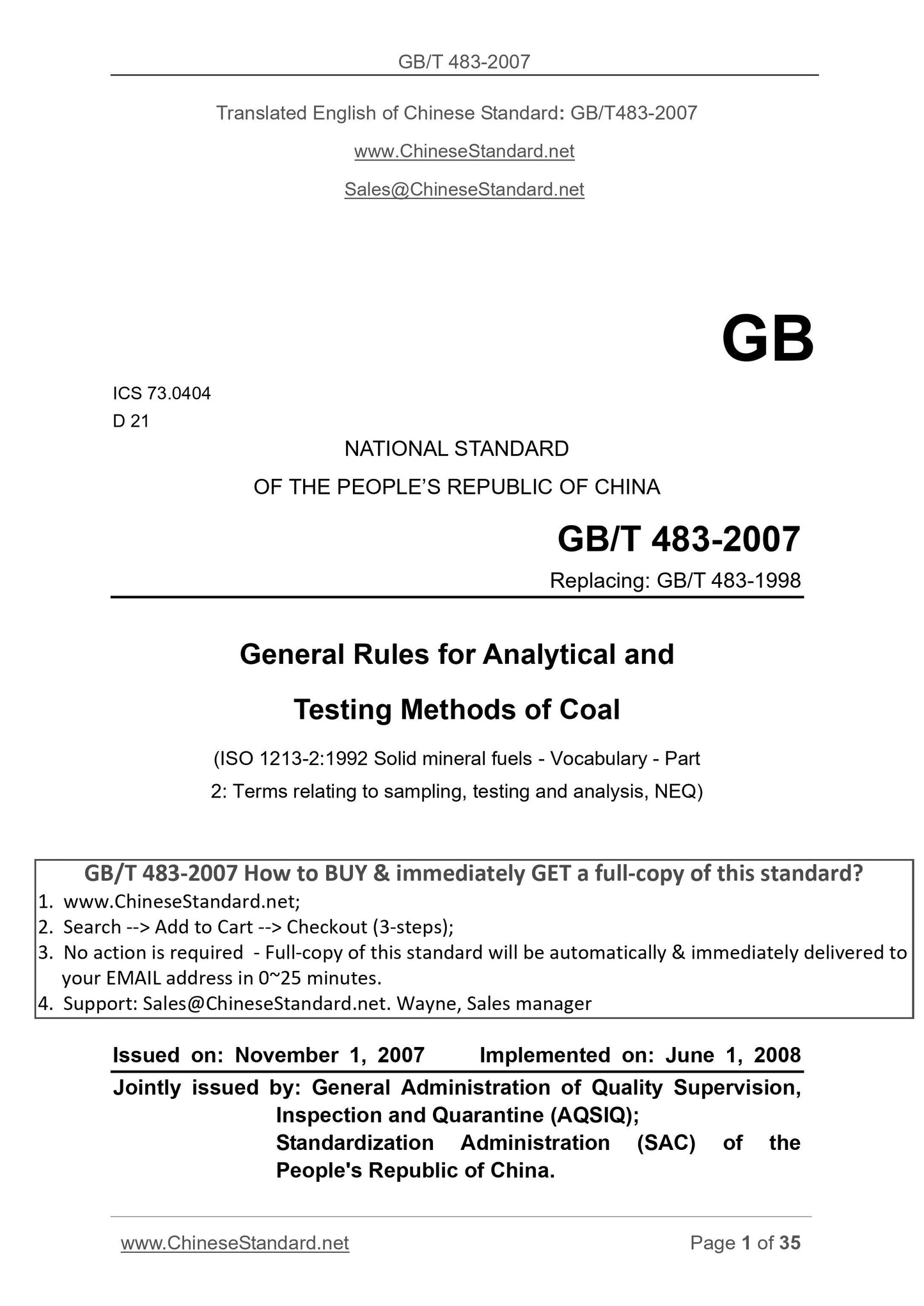 GB/T 483-2007 Page 1