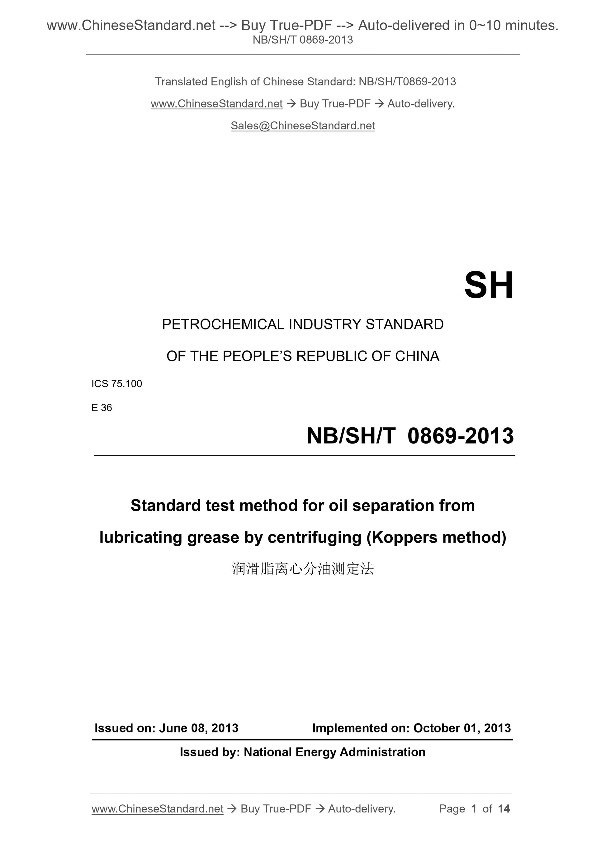 NB/SH/T 0869-2013 Page 1