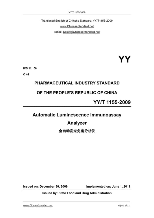 YY/T 1155-2009 Page 1